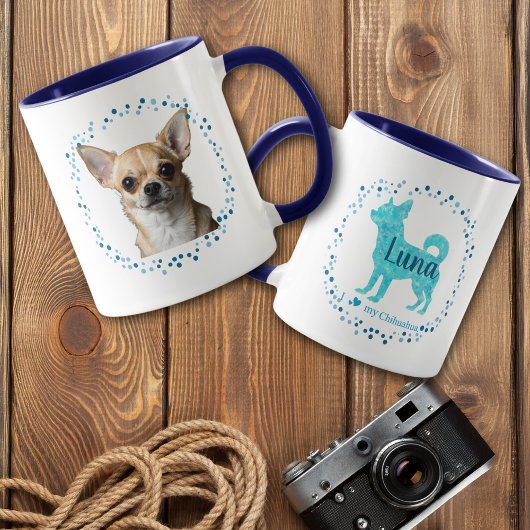 Op maat gemaakte blauwe Chihuahua mok foto geperso