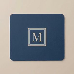 Op maat gemaakte blauwe en vanille omrande monogra muismat