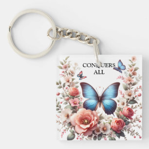 Op maat gemaakte Blauwe Vlinder Bloemkunst-96279 Sleutelhanger