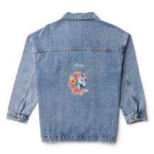 Op maat gemaakte bloem eenhoorn kids denim jas