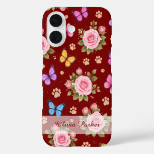 Op maat gemaakte bloemenafdruk telefoonhoes met na iPhone 16 hoesje