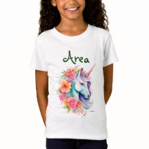 Op maat gemaakte bloemenenigehoorn kinder T-shirt