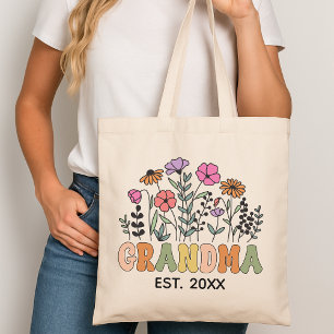 Op maat gemaakte bloemenkleed oma-tas, oma cadeau tote bag