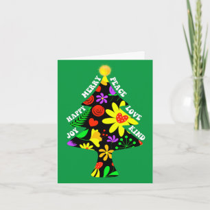 Op Maat Gemaakte Bloemige Retro Kerstboom Feestdagen Kaart
