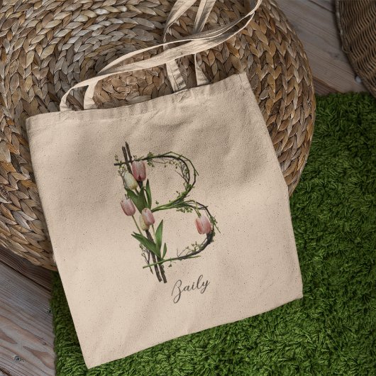Op maat gemaakte bloemletter 'B' – Persoonlijk cad Tote Bag