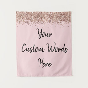 Op maat gemaakte Blush Roze Roze Goud Persoonlijke Wandkleed