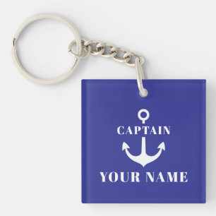Op maat gemaakte bootkapiteinsnaam anker blauw sle sleutelhanger
