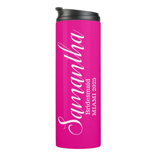 Op maat gemaakte bruidsmeisjesnaam Roze Thermosbeker (Geroteerd rechts)