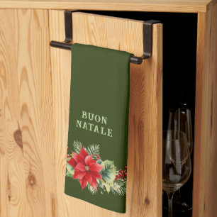 Op maat gemaakte Buon Natale Bloem Kookaccessoires Theedoek