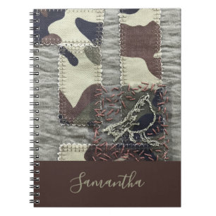 Op maat gemaakte camouflage vogel patchwork look b notitieboek