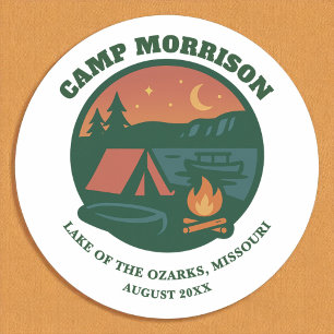 Op maat gemaakte Camp Lake Bachelorette-feest Glam Ronde Sticker