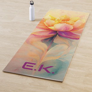 Op maat gemaakte chic bloem waterverf yogamat