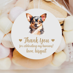 Op maat gemaakte Chihuahua-honden-huwelijksverpakk Ronde Sticker