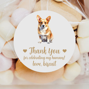 Op maat gemaakte Corgi-hond-huwelijksverpakkingsst Ronde Sticker