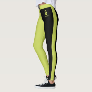 Op maat gemaakte Cute Zwarte Apple Groen Strepen M Leggings