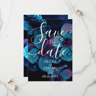 Op maat gemaakte dikgedrukte mooie bloemen bruilof save the date