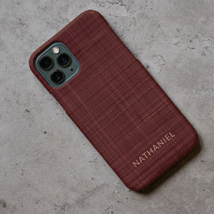 Op maat gemaakte donkerburgunder wijnroodbruine kl iPhone 11 pro hoesje