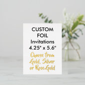 Op maat gemaakte echte folie uitnodigingen GOUDE 1 (Staand Voorkant)
