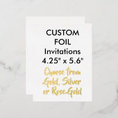 Op maat gemaakte echte folie uitnodigingen GOUDE 1 (Voorkant / Achterkant)