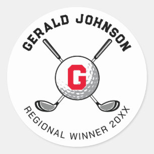 Op maat gemaakte elegante golf monogram ontwerp ronde sticker
