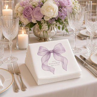 Op maat gemaakte elegante lavendel linten boog huw servet