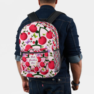 Op maat gemaakte en gepersonaliseerde kersen vlind bedrukte rugzak