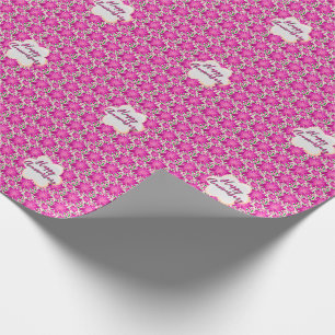 Op maat gemaakte en gepersonaliseerde roze bloemst cadeaupapier