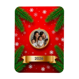 Op maat gemaakte familiefoto Kerst frame dennen ta Magneet