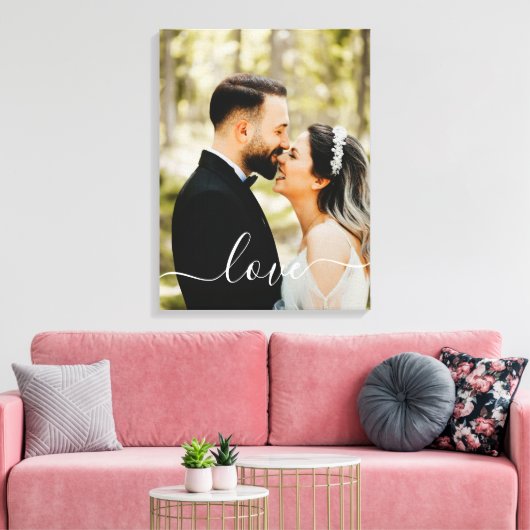 Op maat gemaakte familiefoto Love Script Canvaspri Canvas Afdruk (Insitu (Woonkamer))