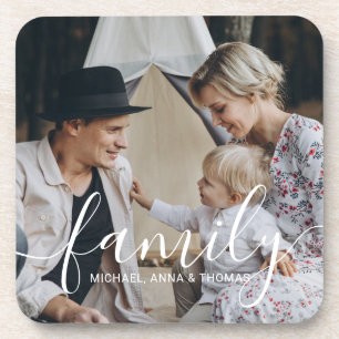 Op maat gemaakte familiefoto met eigen naam bier onderzetter