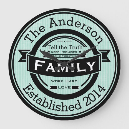 Op maat gemaakte familienaam in retro stijl grote klok (Voorkant)