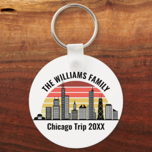 Op maat gemaakte familiereis Chicago Sunset Sleutelhanger