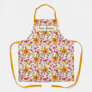 Op maat gemaakte Finally Spring Watercolor Bloemen Schort