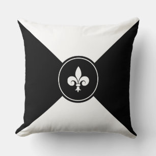 Op maat gemaakte Fleur de Lis op Zwarte & Witte Wo Kussen
