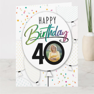 Op maat gemaakte foto ballonnen voor 40ste verjaar kaart