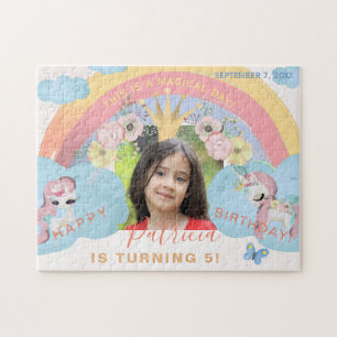 Op maat gemaakte foto eenhoorn meisje verjaardag e legpuzzel