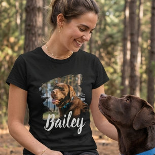 Op maat gemaakte foto en naam van hond gepersonali t-shirt
