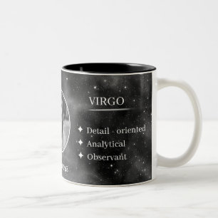 Op maat gemaakte foto en naam Virgo Zodiac koffiem Tweekleurige Koffiemok