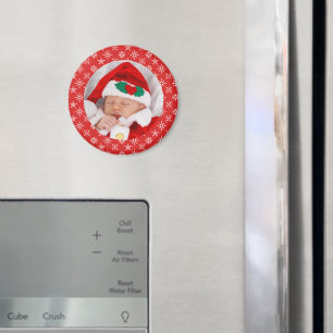 Op maat gemaakte foto Kerstman Baby Rode Achtergro Magneet