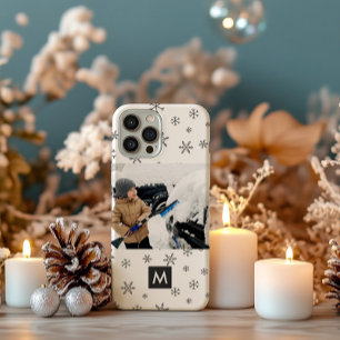 Op maat gemaakte foto Kerstmis Sneeuwvlokken Monog iPhone 16 Pro Hoesje