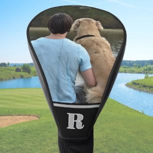 Op maat gemaakte foto van hond met monogram Persoo Golfheadcover