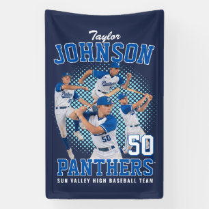 Op maat gemaakte foto van honkbalspeler Retro Boot Spandoek
