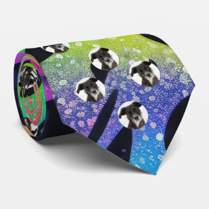 Op maat gemaakte foto van huisdier hond neon kleur stropdas