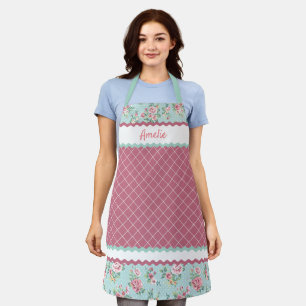 Op maat gemaakte Franse pastel teal blauwe blush r Schort
