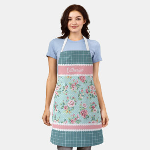 Op maat gemaakte Franse pastel turquoise blauwe bl Schort
