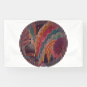 Op maat gemaakte gestreepte zonsondergang kunstban spandoek