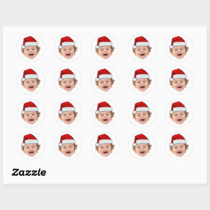 Op maat gemaakte gezicht Santa-stickers, gezichtsf Ronde Sticker