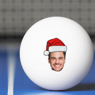 Op maat gemaakte gezichts foto Kerstman Hoed Kerst Pingpongballen