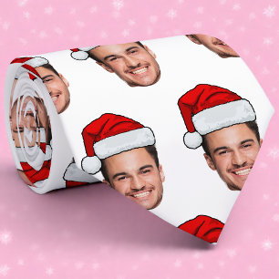 Op maat gemaakte gezichts foto Kerstman Hoed Kerst Stropdas
