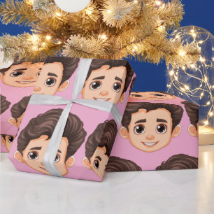 Op maat gemaakte gezichts verjaardag bruiloft cadeaupapier